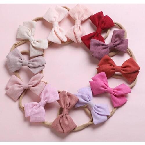 3.5inches Cute Baby Headband For Girls Elastic Rope Turban Bows kids Stretch Princess Solid Hair Bands Headwear Hair Accessories