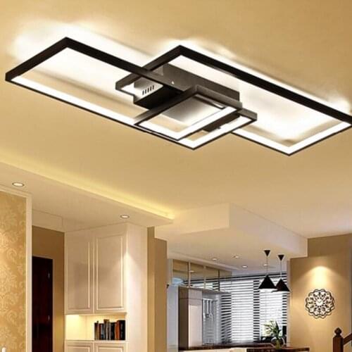 Rectangle Aluminum Modern Led ceiling lights for living room bedroom AC85-265V White/Black Ceiling Lamp Fixtures