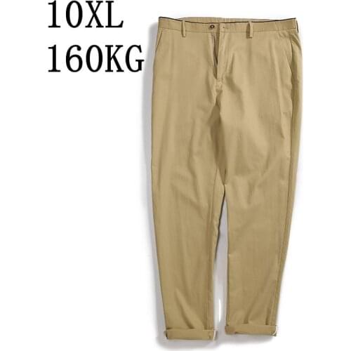 Size 10XL 9XL 8XL New Design Casual Men Pants Cotton Loose Pant Straight Trousers Fashion Business Solid Khaki Black Pants Men