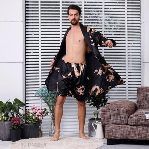 RUILINGSHA Men's Satin Robes