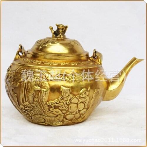 Special Feng Shui Bronze Teapot Copper Teapot Longevity Bat Copper Teapot Home Decoration