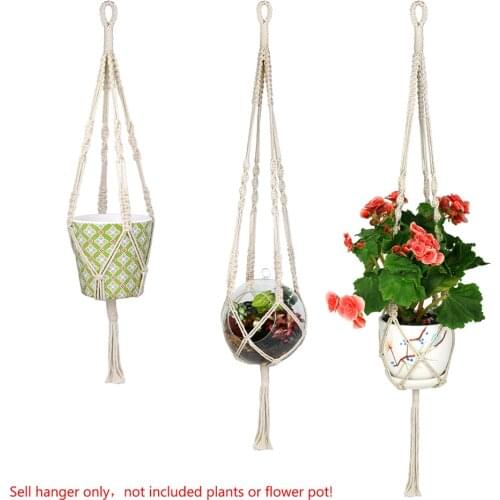 Macrame Handmade Tassel Natural Cotton Cord Plant Hanger Baskets Flower Hanging Decoration Pot Holder Lifting Rope Home Garden
