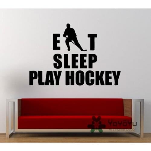 Eat Sleep Play Hockey Sport Game Outdoors Wall Decal Sticker Vinyl Mural Living Bedroom Room Decor Ice-Hockey Poster NY-98
