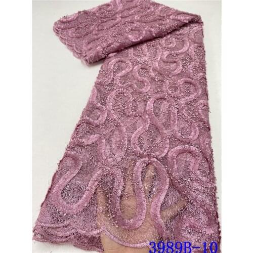 XIYA Onion Pink Lace Sequins African Lace Fabric High Quality French Mesh Lace Fabric For Wedding Party 5 Yards/lot 3989B