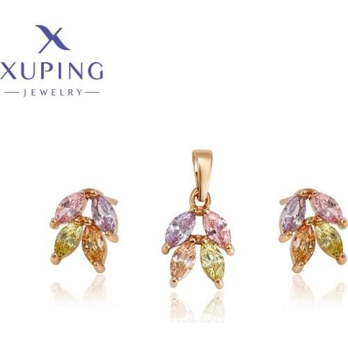 Xuping Jewelry Fashion New Colorful Stone Gold Plated Sets for Girls Women Elegant Style Gifts 64242