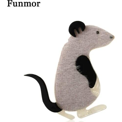 Funmor New Animal Brooches Mouse Shape Pins Artificial Leather Jewelry Women Boys Cardigans Blouse Decoration Accessories Bijoux