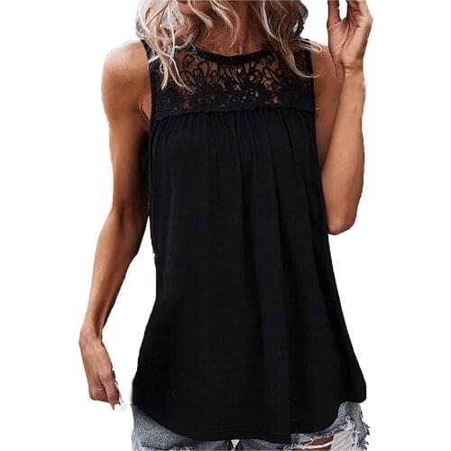 Womens Tops And Blouses Womens Sleeveless Lace Active Blouse Tops Ruffle Loose Tunic Blouse Shirt Blusas Mujer De Moda 2021