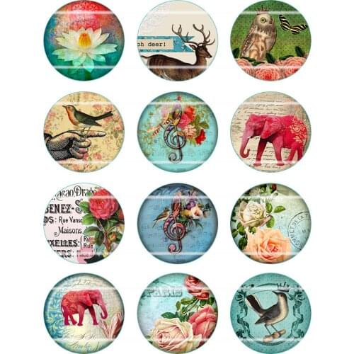 Handmade Colorful picture Round Glass Cabochons Refrigerator magnet for Necklace Decoration and Phone Chain Accessaries33