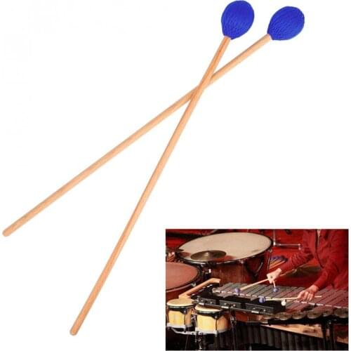 1 Pair Marimba Sticks Comfortable Maple Wood Handle Blue Woolen Head Professional Marimba Xylophone Mallet