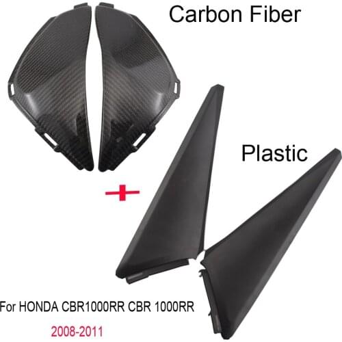 1 Pair Plastic Tank Side Fairing Cover+1 Pair Carbon Fiber Tank Side Covers Panels Gas Fairing For HONDA CBR1000RR 2008-11 Parts