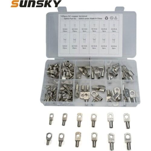 125 PCS Wire Terminals Connector Cable Lugs Battery SC Terminals Glimpse of Mouth for automobiles, oceans, circuits