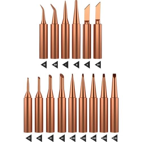 15PCS Pure Copper Universal 936 900M-T-K 900M-T-I Soldering Station Soldering Iron Tip Sting Handle Welding Tools 900M-T-B