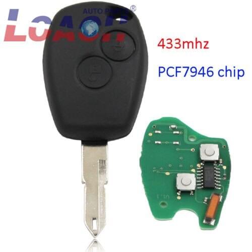 2 Button Remote Key fob 433MHz for Renault Kangoo Trafic PCF7946 chip NE73 blade