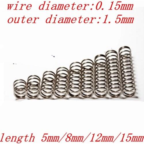 20pcs wire diameter 0.15mm compression spring outer diameter 1.5mm, length 3mm/4mm/5mm