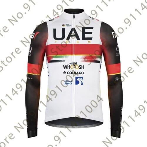 UAE 2021 Pro Team Windproof Black Men‘s Winter Cycling Jersey Long Sleeve Rode Bike Mtb Maillot Ropa Ciclismo