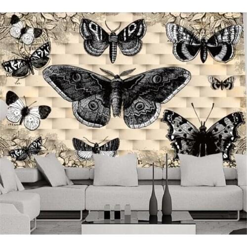 Beibehang 3d wallpaper mural custom home decor living room bedroom photo butterfly floral vintage mural background decoration