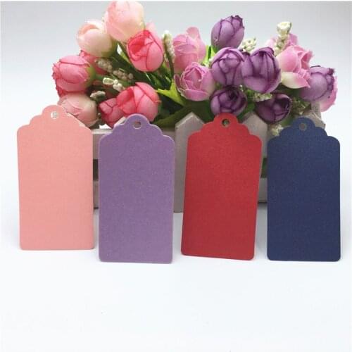 50pcs/lot 8x4cm Brown Kraft Paper Wedding Note Tags Lace Scallop Head Label Luggage DIY Blank Price Gift Hang Tag