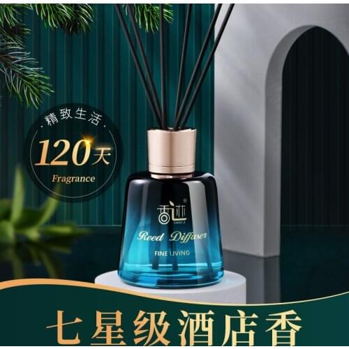 Seven-star Hotel Reed Diffuser 180ml Givaudon Essential Oil Gradient Blue Glass Bottle Black Reed Sticks Shangri-la Osmanthus