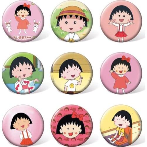 9pcs/set ) Chi-bi Maruko Anime Cartoon Brooch Sakura Momoko Colorful Badge Clothing & Accessories for Gift or Collection