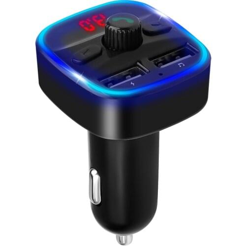Bluetooth 5.0 FM transmitter Dual USB 2.4A max quick charging Car Charger V5.0 Car MP3 Player Support U-Disk TF card Handsfree