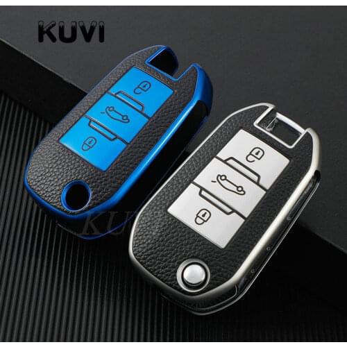 Car Folding Key Case Cover For Peugeot 208 308 408 508 307 2008 3008 4008 Citroen Scratch-resistant Button protect Shell Holder