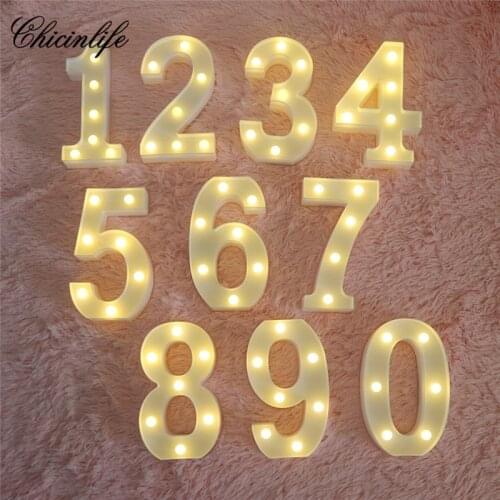 Chicinlife 1Pcs DIY Number Standing 0-9 LED string Night light String Lamp happy birthday Wedding decoration Party Supplies