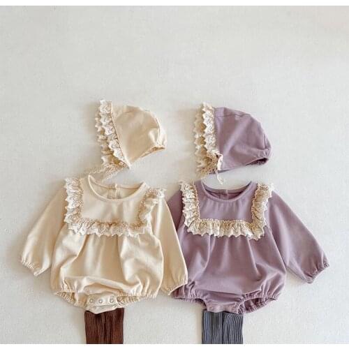 Girl Baby Siamese Romper Lace Long Sleeve Ruffle Romper Spring Girl Baby Siamese Romper 2021 Spring Baby Girls Clothes Spring