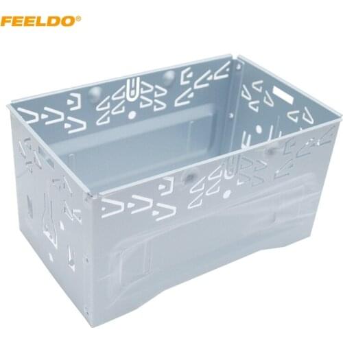FEELDO 1PC Car Stereo Audio Refitting Facial Frame Panel For ISO 2DIN Installation Metal Cage #AM3588