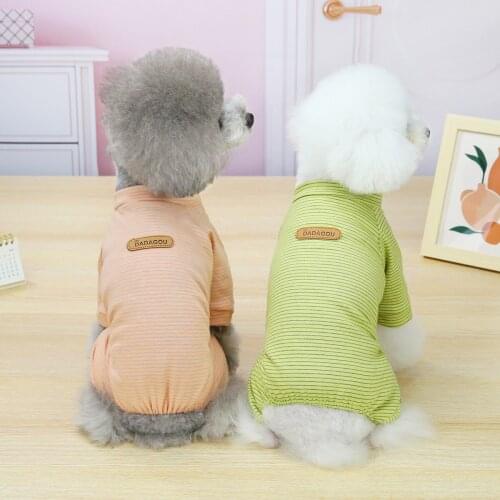 Korean Striped Dog Clothes Spring Summer Four Legs Coat Bichon Yorkshire Dog Home Clothing Cheap Small Dogs Costume