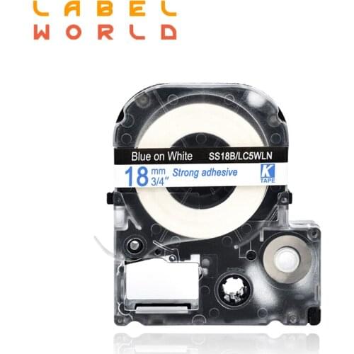 18mm EPSON label tape blue on white typewriter label tapes compatible for kingjim label maker LW-300 lw400 epson label printer
