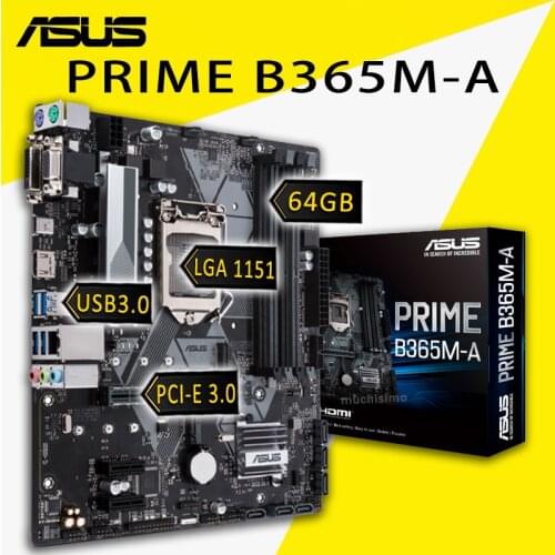 LGA 1151 Asus PRIME B365M-A Motherboard Support i7/i5/i3 PCI-E 3.0 M.2 SSD DDR4 VGA DVI Desktop Intel B365 Placa-mãe 1151 New