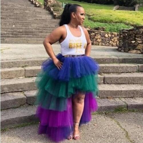 Trendy Tulle Skirts Women High Low Puffy Layered Tulle Custom Made Street Style High Quality Party