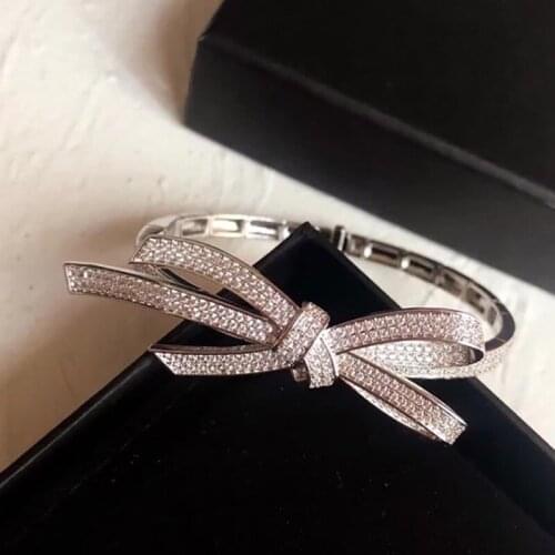 Fashion Bow Simple Hot Ladies 925 sterling Silver Bracelet Top Quality Versatile Wedding party Durable Color Bracelet Jewelry