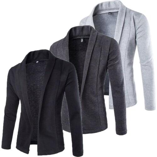Mens Korean slim fit fashion cotton blazer Suit Jacket black Gray plus size M to 2XL Male blazers Mens coat Wedding J752