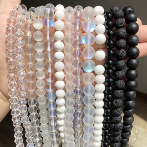 Natural White Stones Cats Eye Agates Bead Transparent Crystal Glass Round Loose Beads For Jewelry Making Diy Charms Bracelet