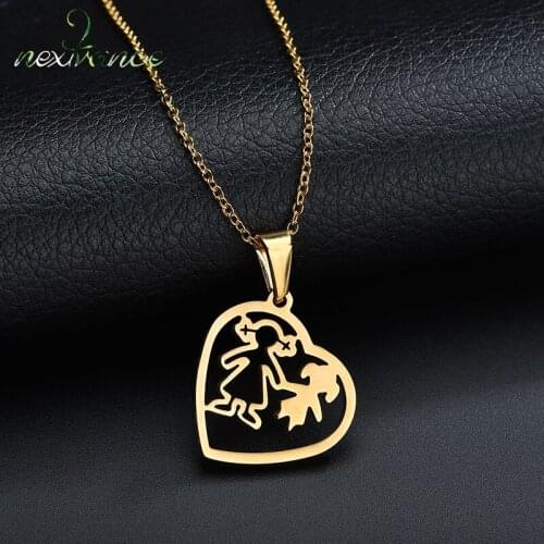 Nextvance Mama Mom Daughter Girl Hollow Heart Pendant Necklace Forver Love Sisters Family Necklaces for Female Christmas Gift