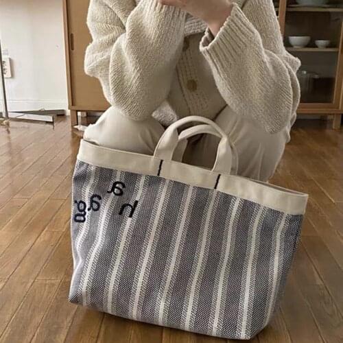 New Canvas Female Student School Bag Korean Version Large Capacity One-Shoulder Handbag Bag Printing Shopping Tote Bag