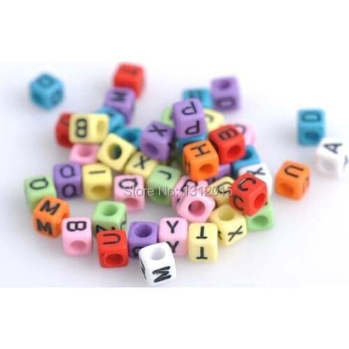 2017 new DIY 400Pcs 6mm Multicolor Mixed Cube Alphabet & Letter Acrylic Spacer Beads Beads for Jewelry Making YKL0115