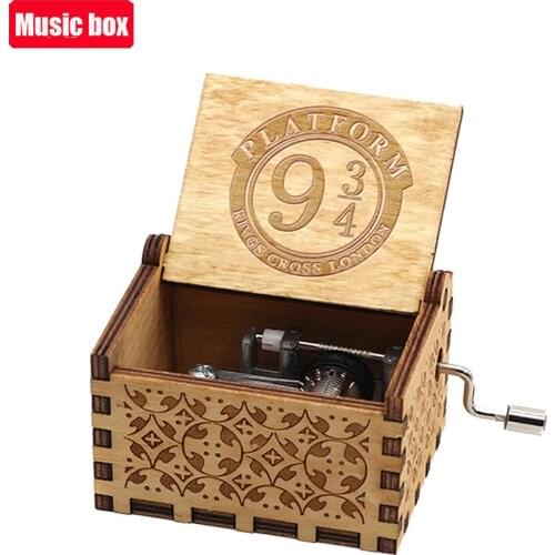 NEW Black Antique Carved Wooden Hand Crank Jurassic Park Music Box Queen Halloween Theme Music Box Birthday Gift Decorative