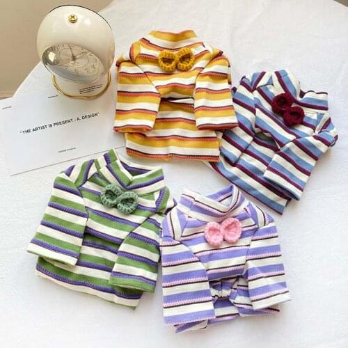 New striped bottoming shirt pet clothes spring and summer Chihuahua cat clothes Teddy spring cute small dog clothes