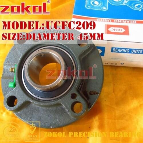 ZOKOL bearing Flange Cartridge Bearing Units UCFC209 TY90509Y Pillow Block Ball Bearing diameter 45mm