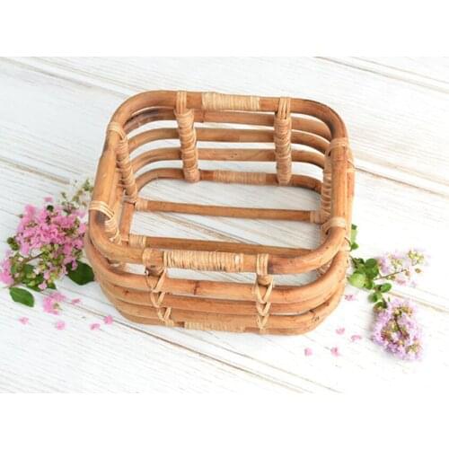 Full-moon Newborn Photography Props Retro Woven Rattan Basket Hollow Cany Beds Sofa Baby Photo Shooting Props Container Cribs