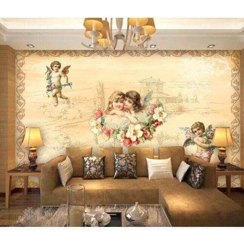 Custom retro wallpaper, small angel murals for the living room bedroom TV background wall waterproof papel de parede