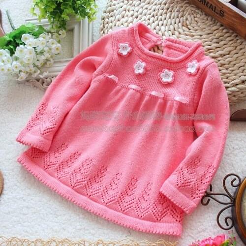 Retail new spring autumn kids clothes girl sweater pullover baby knitted sweater skirt top baby outerwear
