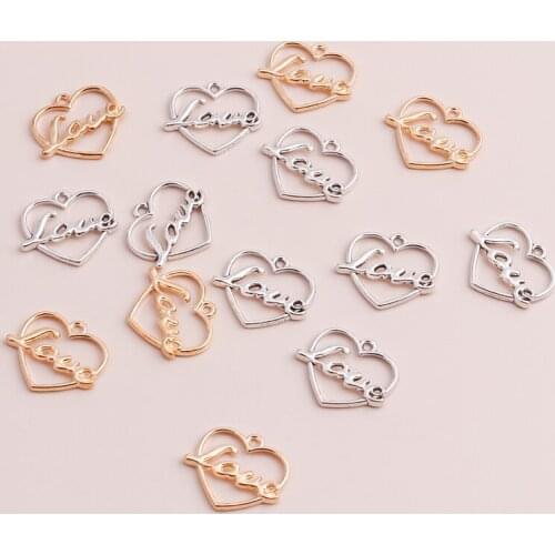 10pcs 22x19mm Hollow Geometric Letters Love Shape Hearts Charms DIY Bracelets & Necklaces Pendants Making Jewelry