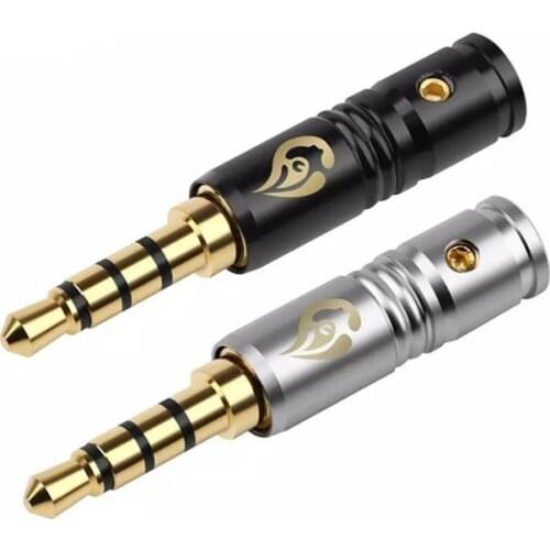 Headphone Plug 3.5 Jack Adapter 4 Poles Stereo Speakon Connectors Gold Plated Length 38mm Wire Connector Earphones Accessories