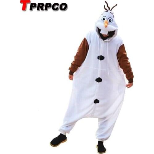 TPRPCO Anime Olaf snowman Costume Pajamas Cosplay White jumpsuit Adult Onesie Pyjamas Party Dress NL1601