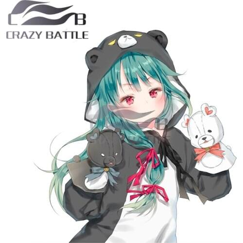 Crazy Battle 13 x 12.5cm For Kuma Kuma Kuma Bear Cartoon Windows Laptop Waterproof Decoration Motorcycle Trunk RV Car Stickers