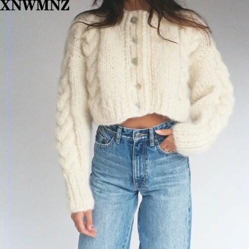 Za 2020 Women Warm Long Sleeve Autumn Winter Sweater and Cardigans Knitted Tops Long Sleeve Hollow Out sweet Cardigan Loose Tops