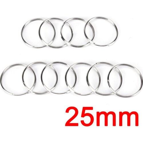10pcs/set 1.2*25mm Split Rings Unisex DIY Jewelry Keyfob Accessories Silver Metal Keychain Alloy Key Holder